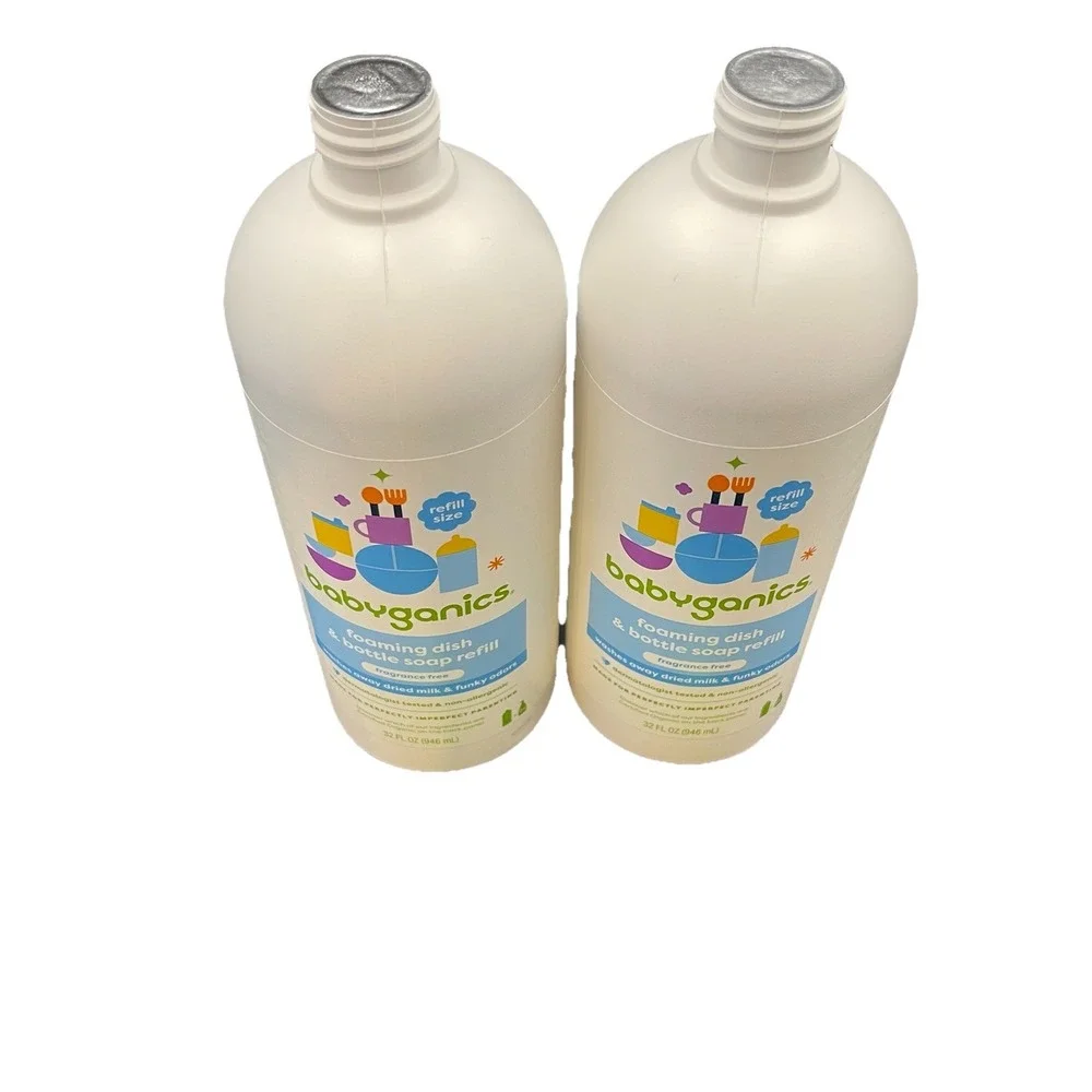 Babyganics Foaming Dish &‎ Bottle Soap , Fragrance Free, 32oz, 2 Pack, Sealed